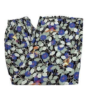 Flax pants women's small AOP tropical resort hummingbird beach Jeanne Engelhart